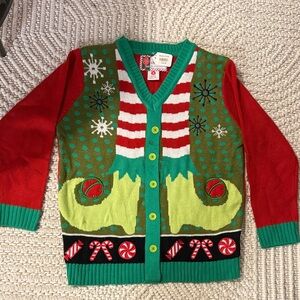 Festive Elf Sweater with Red and Green Accents - NWT